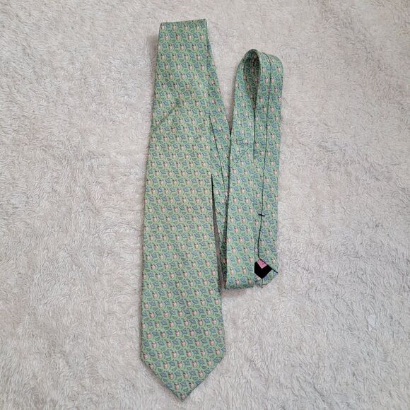 Martha’s Vineyard Vines Umbrellas Drinks On Green 100% Silk Neck Tie 57" Read - Picture 4 of 8
